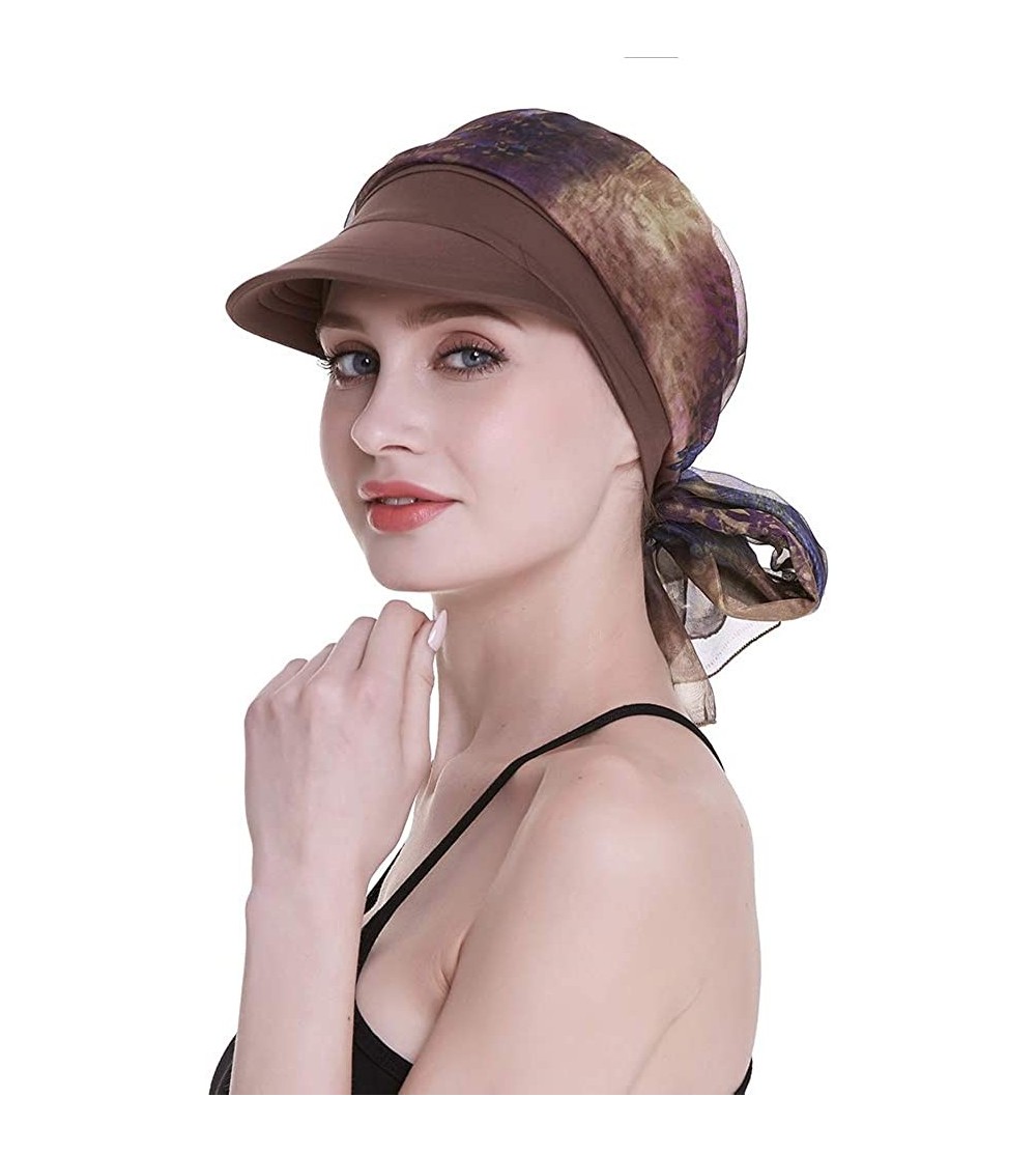 Newsboy Caps Newsboy Cap for Women Chemo Headwear with Scarfs Gifts Hair Loss Available All Year - Brown - C018LWA0D9I $15.63