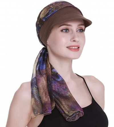 Newsboy Caps Newsboy Cap for Women Chemo Headwear with Scarfs Gifts Hair Loss Available All Year - Brown - C018LWA0D9I $15.63