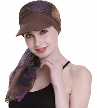 Newsboy Caps Newsboy Cap for Women Chemo Headwear with Scarfs Gifts Hair Loss Available All Year - Brown - C018LWA0D9I $15.63