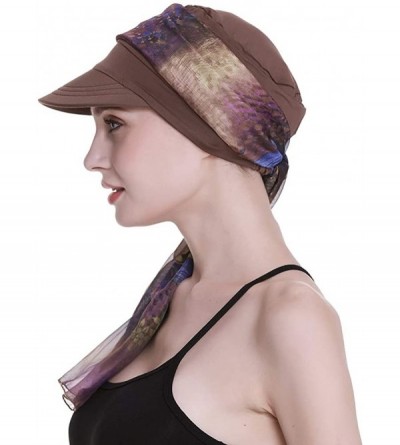 Newsboy Caps Newsboy Cap for Women Chemo Headwear with Scarfs Gifts Hair Loss Available All Year - Brown - C018LWA0D9I $15.63