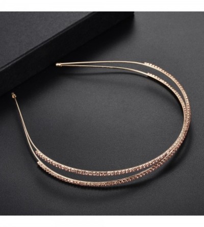 Headbands Crossed Double Strand Rhinestones Fashion Headband - Rose Gold - C618GNGRKA4 $11.39