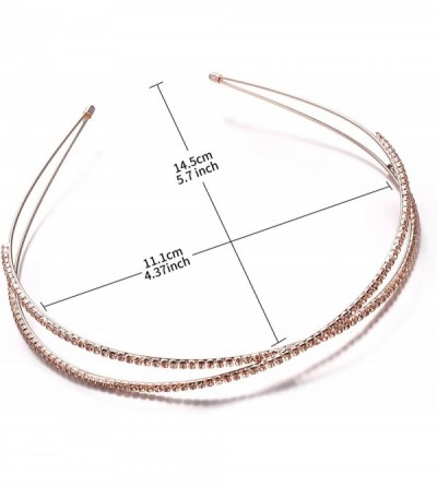 Headbands Crossed Double Strand Rhinestones Fashion Headband - Rose Gold - C618GNGRKA4 $11.39