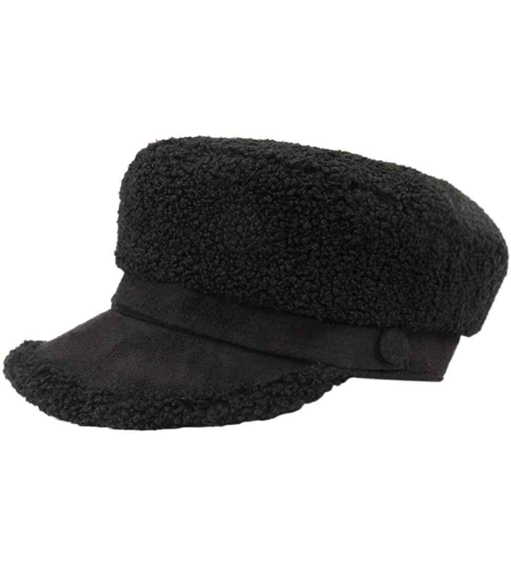 Newsboy Caps Unisex Classic Newsboy Winter - Black-velvet - CF18Z5S6COK $16.11