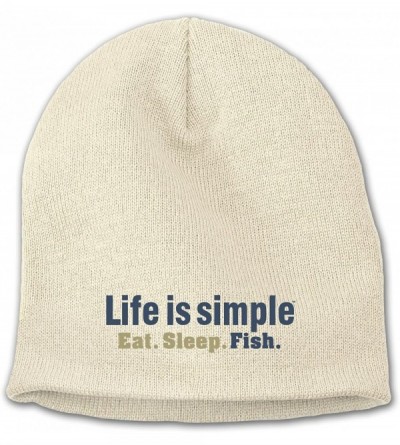 Skullies & Beanies Natured Themed Novelty Gift Winter Hat Beanies - Life is Simple - Fish - CG12NRK2IRF $21.23