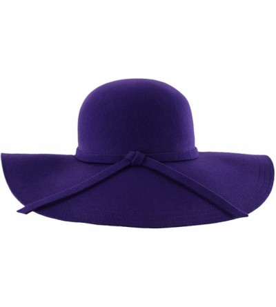 Sun Hats Wide Brimmed Wool Floppy Hat - Blue - C2111XMV3FR $20.23