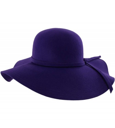 Sun Hats Wide Brimmed Wool Floppy Hat - Blue - C2111XMV3FR $20.23