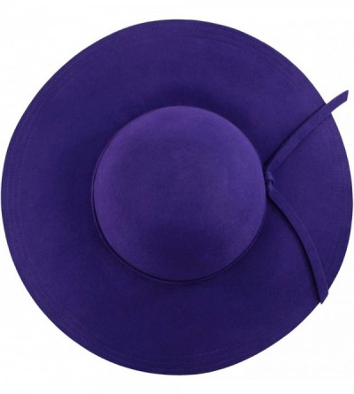 Sun Hats Wide Brimmed Wool Floppy Hat - Blue - C2111XMV3FR $20.23