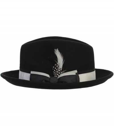 Fedoras Men's Premium 100% Wool Fedora Hat - Black With Silver - C8194HDCY5L $37.57