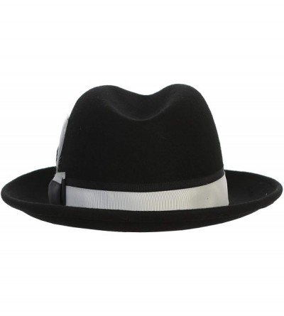 Fedoras Men's Premium 100% Wool Fedora Hat - Black With Silver - C8194HDCY5L $37.57