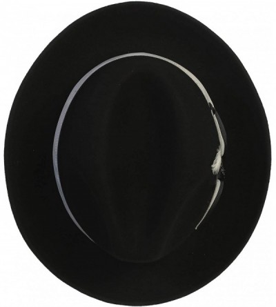 Fedoras Men's Premium 100% Wool Fedora Hat - Black With Silver - C8194HDCY5L $37.57