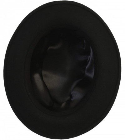 Fedoras Men's Premium 100% Wool Fedora Hat - Black With Silver - C8194HDCY5L $37.57