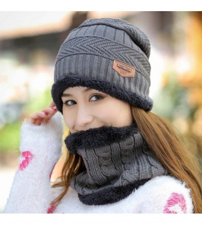 Bucket Hats Womens Slouchy Beanie Winter Hat Knit Warm Snow Ski Skull Outdoor Cap - Beanie and Scarf (Grey) - C718639X06Y $11.40