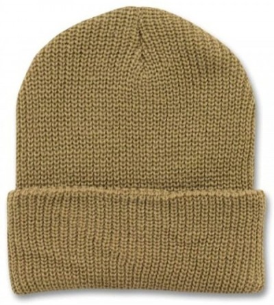 Skullies & Beanies 12 Inch Long Knit Watch Cap Beanie - Khaki Tan - C1110DKAC0L $18.72