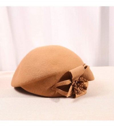 Berets Womens Beret French Beret Retro Large Flower Hat Beanie Cap for Ladies - Khaki - CR18L7MQ6K9 $15.66