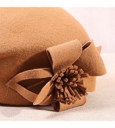 Berets Womens Beret French Beret Retro Large Flower Hat Beanie Cap for Ladies - Khaki - CR18L7MQ6K9 $15.66