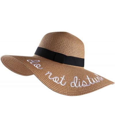 Sun Hats Personalized Letter Embroidery Do Not Disturb Fringed Floppy Beach Hat for Women Honeymoon Nautical - Tan - CU18S4L9...