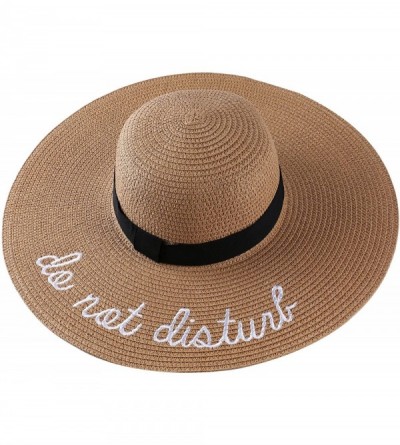 Sun Hats Personalized Letter Embroidery Do Not Disturb Fringed Floppy Beach Hat for Women Honeymoon Nautical - Tan - CU18S4L9...