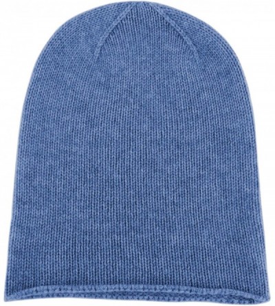 Skullies & Beanies Mens 100% Cashmere Beanie Hat Hand Made in Scotland RRP $120 - Denim Blue - C318HI8UEDD $40.31