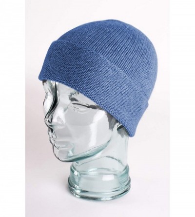 Skullies & Beanies Mens 100% Cashmere Beanie Hat Hand Made in Scotland RRP $120 - Denim Blue - C318HI8UEDD $40.31