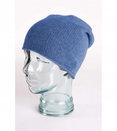 Skullies & Beanies Mens 100% Cashmere Beanie Hat Hand Made in Scotland RRP $120 - Denim Blue - C318HI8UEDD $40.31