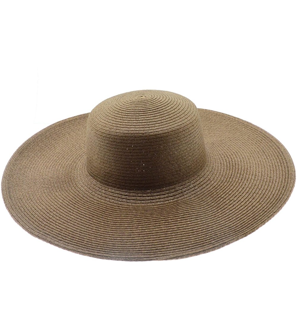 Sun Hats Wide Women Colorful Derby Large Floppy Folderable Straw Beach Hat - Brown - CU122QLUQ47 $8.86