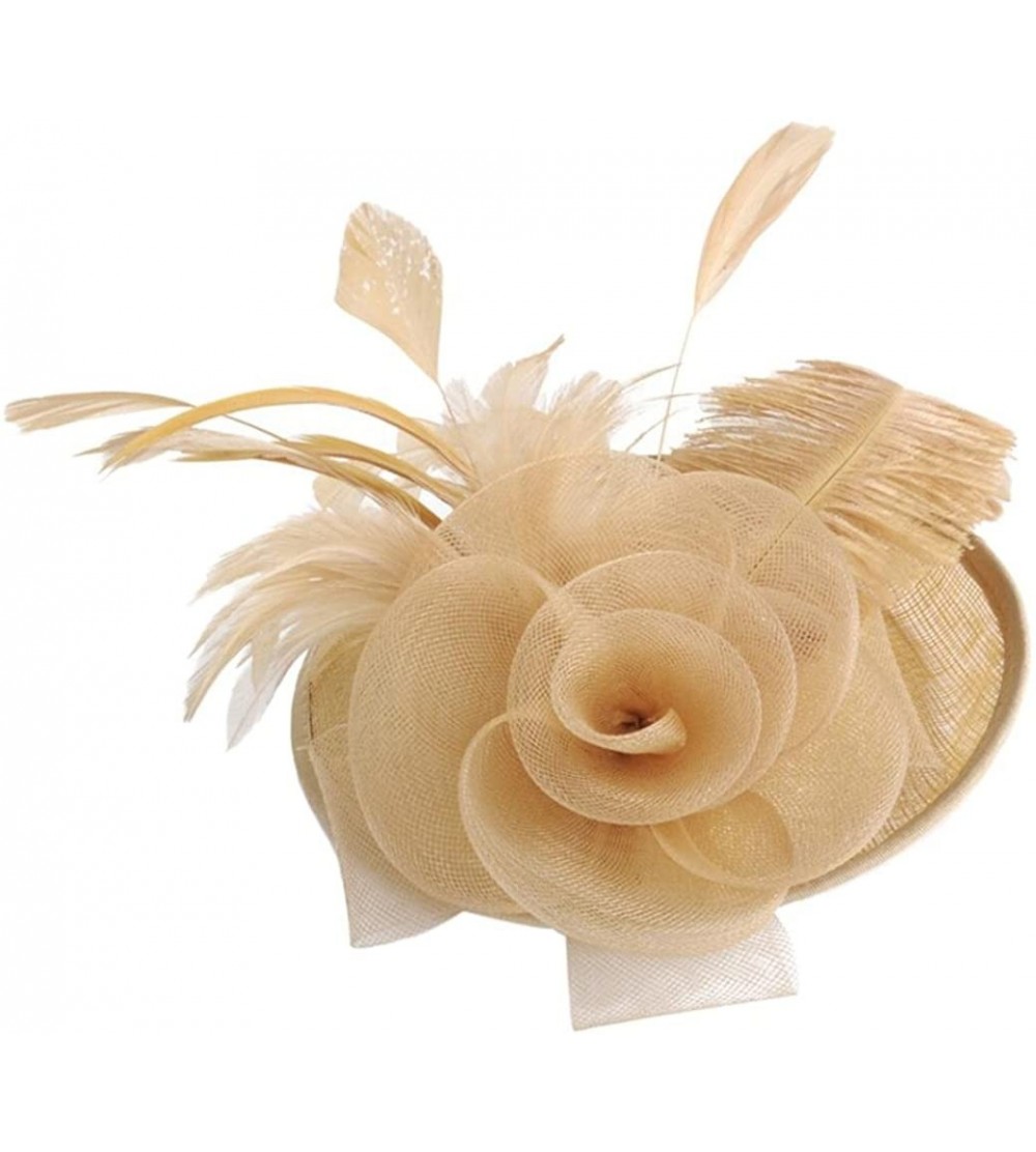 Baseball Caps Fascinators Hat Feather Mesh Flower Net Veil Party Hat Cocktail Derby Hat - Coffee - CK18DAH2AQO $7.19