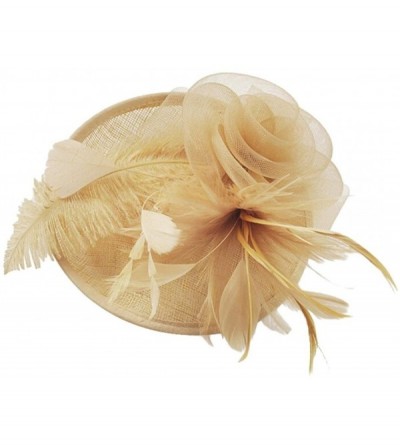 Baseball Caps Fascinators Hat Feather Mesh Flower Net Veil Party Hat Cocktail Derby Hat - Coffee - CK18DAH2AQO $7.19