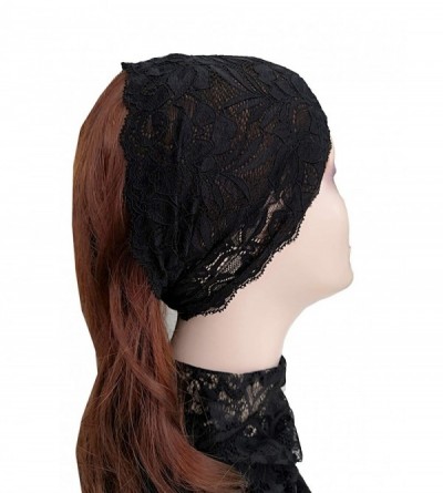Headbands Stretch Headbands for Women Lace Headcovering for Women Lace Headwrap (Black) - Black - CV18M7TW5YX $22.10