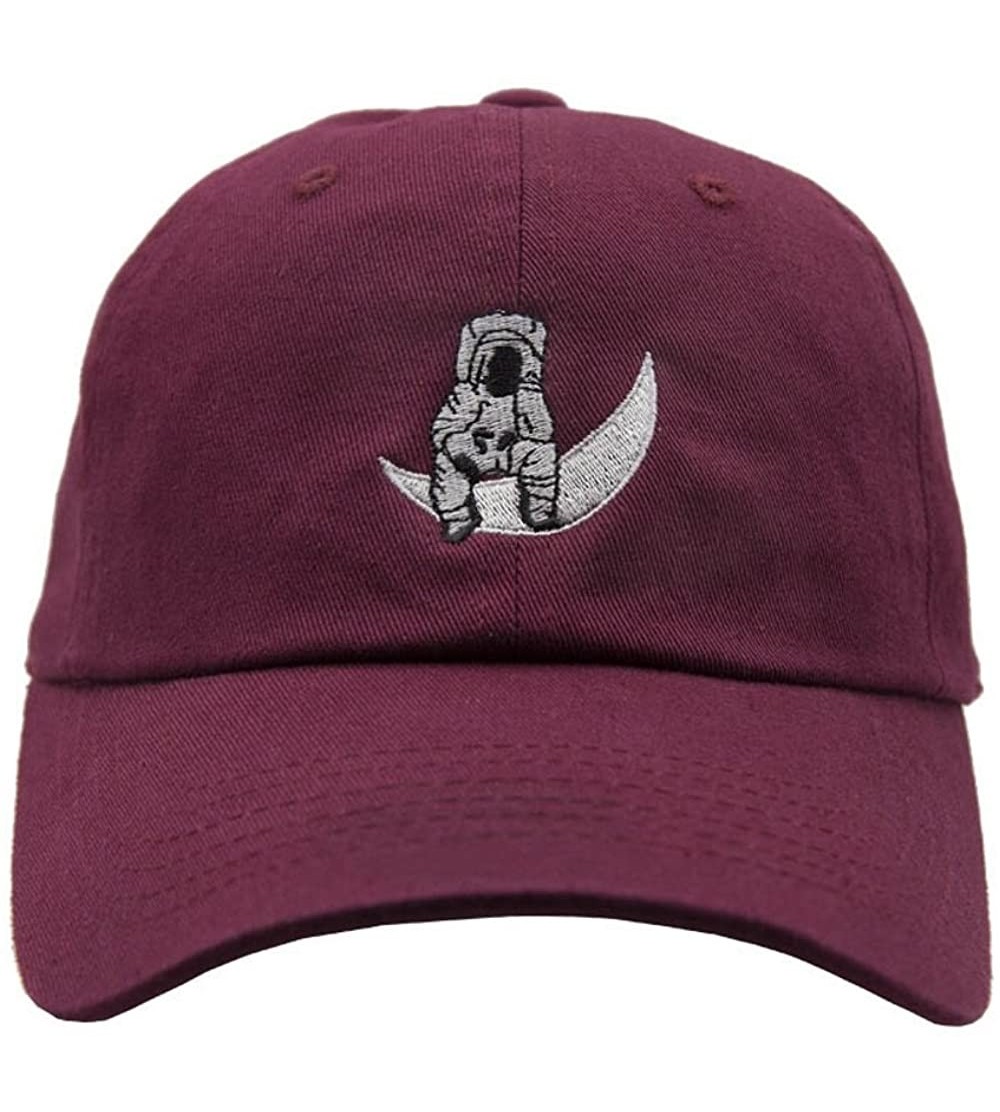 Baseball Caps Man On The Moon Dad Hat - Wine - C01896S4UQD $18.94