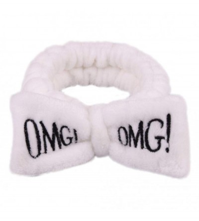 Headbands OMG Letter Bowknot Headband Face Washing Hair Band Elastic Headwear for Women Girl - White - Omg Series-white - CB1...