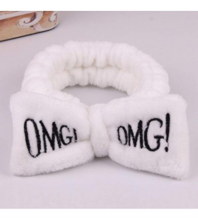 Headbands OMG Letter Bowknot Headband Face Washing Hair Band Elastic Headwear for Women Girl - White - Omg Series-white - CB1...