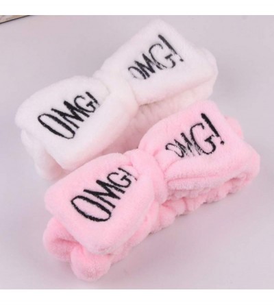 Headbands OMG Letter Bowknot Headband Face Washing Hair Band Elastic Headwear for Women Girl - White - Omg Series-white - CB1...