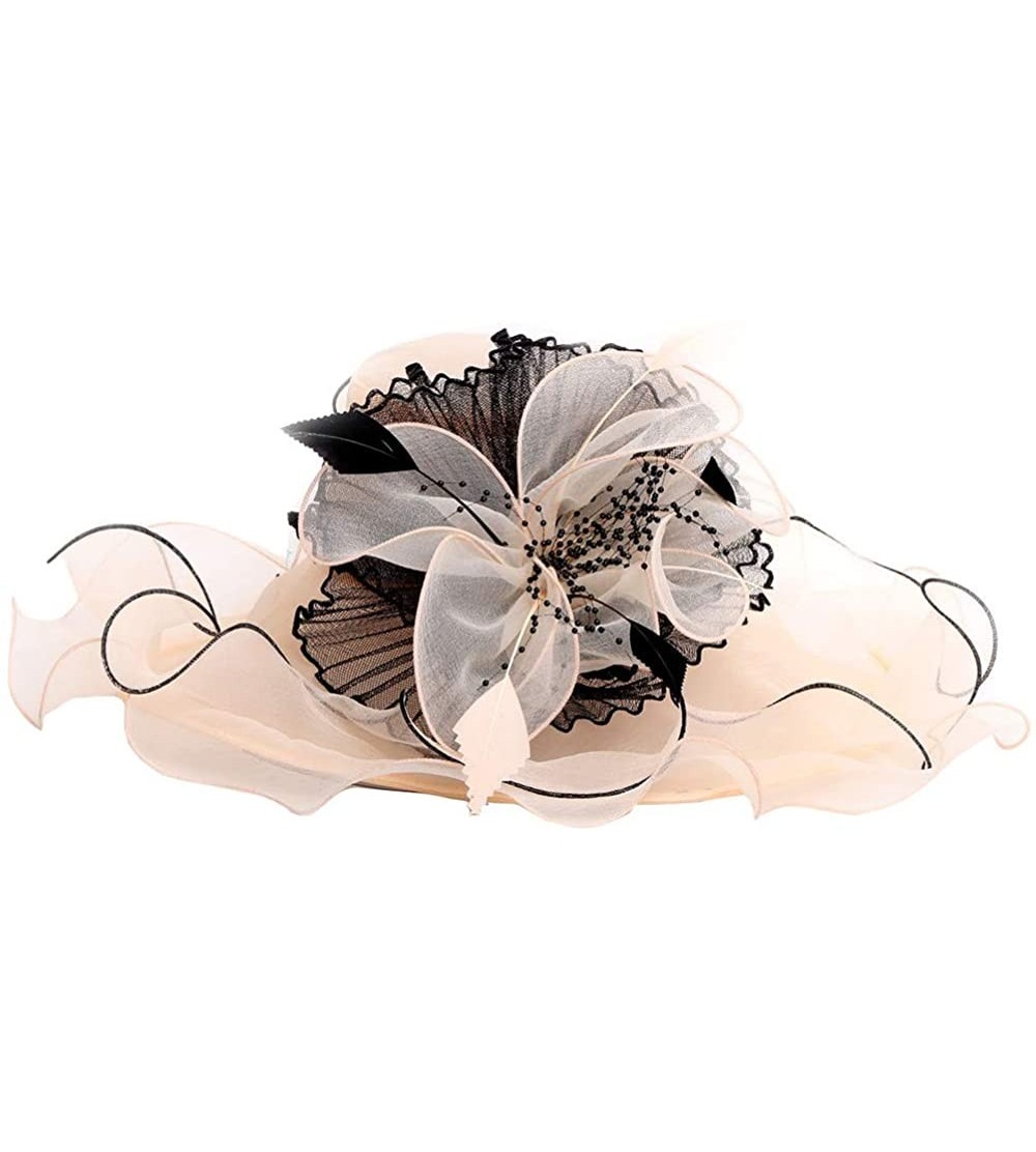 Sun Hats Women's Organza Kentucky Derby Tea Party Hat - Design 3 - Beige - C118T5EM066 $15.34