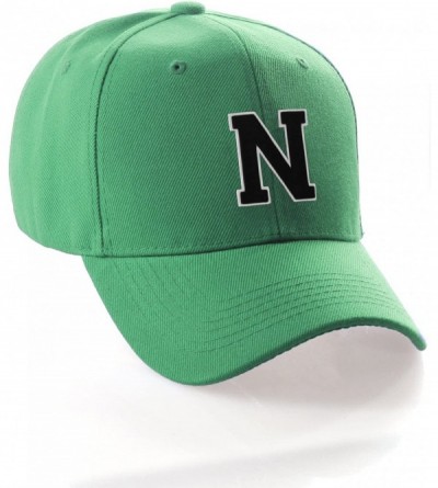 Baseball Caps Classic Baseball Hat Custom A to Z Initial Team Letter- Green Cap White Black - Letter N - CM18IDT5G2N $8.79