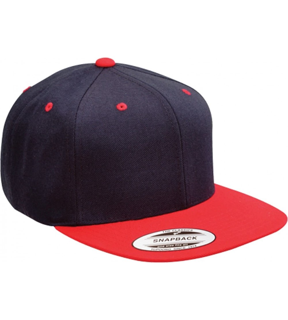 Baseball Caps Yupoong Wool Blend Snapback Two-Tone Snap Back Hat Baseball Cap 6098MT (Navy/Red) - CU119DKNAPV $10.85
