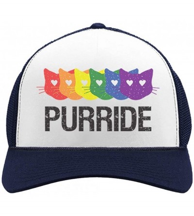 Baseball Caps Purride Gay Lesbian Hat Pride Cat Lover Rainbow Flag Parade Trucker Hat Mesh Cap - Navy/White - CS1845N264M $25.16