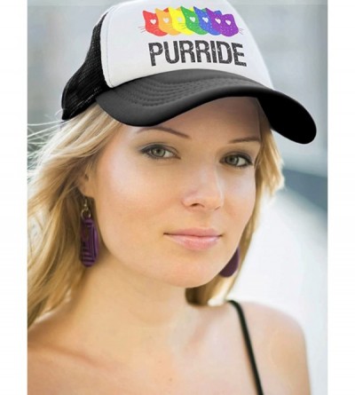 Baseball Caps Purride Gay Lesbian Hat Pride Cat Lover Rainbow Flag Parade Trucker Hat Mesh Cap - Navy/White - CS1845N264M $16.77