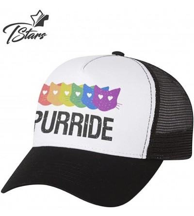 Baseball Caps Purride Gay Lesbian Hat Pride Cat Lover Rainbow Flag Parade Trucker Hat Mesh Cap - Navy/White - CS1845N264M $16.77
