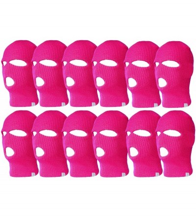 Balaclavas 12 Pack 3 Hole Ski Face Mask Balaclava - Hot Pink - CQ192IAQ0H7 $77.20
