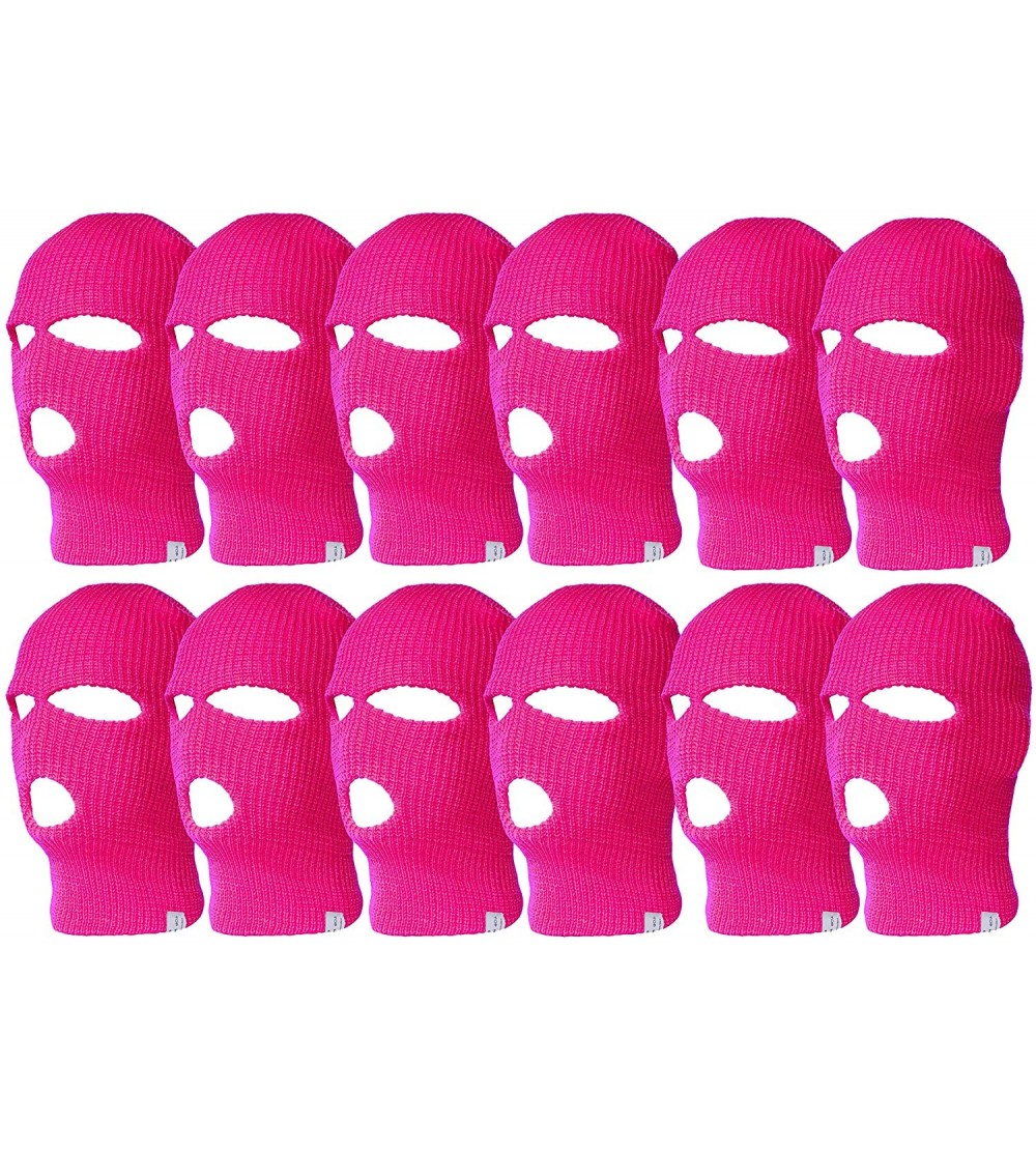 Balaclavas 12 Pack 3 Hole Ski Face Mask Balaclava - Hot Pink - CQ192IAQ0H7 $49.71