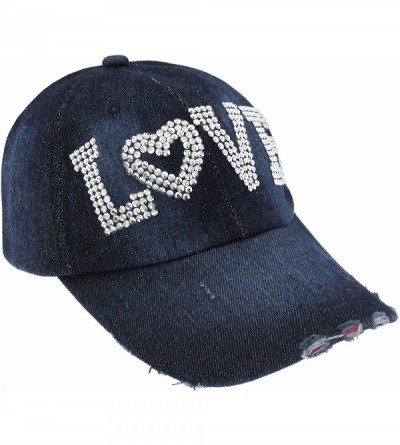 Baseball Caps Ladies Solid PU Baseball Hat - Denim Love - CT18LZWEHWI $12.70