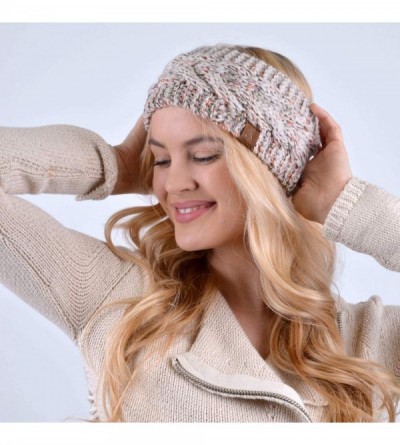 Cold Weather Headbands Winter Ear Bands for Women - Knit & Fleece Lined Head Band Styles - Ivory Speckled - CG18A7TDA24 $9.89