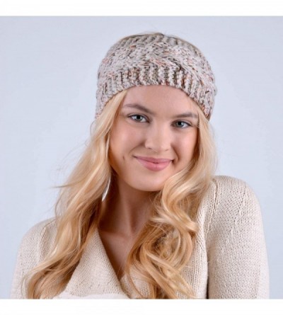 Cold Weather Headbands Winter Ear Bands for Women - Knit & Fleece Lined Head Band Styles - Ivory Speckled - CG18A7TDA24 $9.89