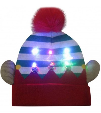 Bomber Hats LED Light-up Christmas Hat 6 Colorful Lights Beanie Cap Knitted Ugly Sweater Xmas Party - F - CQ18ZMQT4CX $11.79