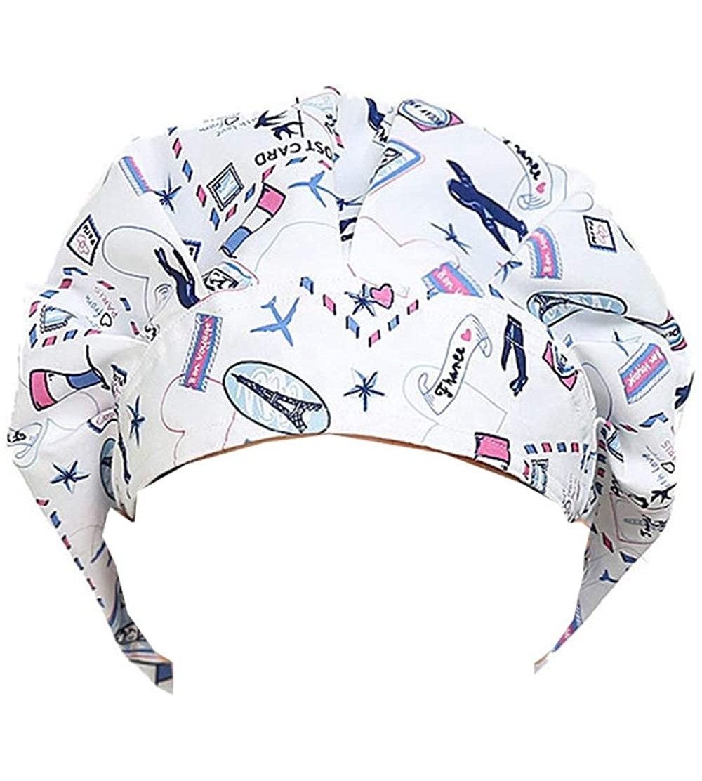 Baseball Caps Doctor Classic Scrub Hat Adjustable Sweatband Bouffant Cap for Women Ponytail (Print 14) - CS187D89KLL $9.19