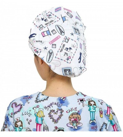Baseball Caps Doctor Classic Scrub Hat Adjustable Sweatband Bouffant Cap for Women Ponytail (Print 14) - CS187D89KLL $20.21