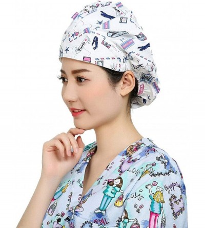 Baseball Caps Doctor Classic Scrub Hat Adjustable Sweatband Bouffant Cap for Women Ponytail (Print 14) - CS187D89KLL $9.19