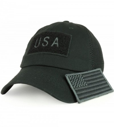Baseball Caps USA American Flag Embroidered Removable Tactical Patch Micro Mesh Cap - Black - CW183D69TN6 $28.61