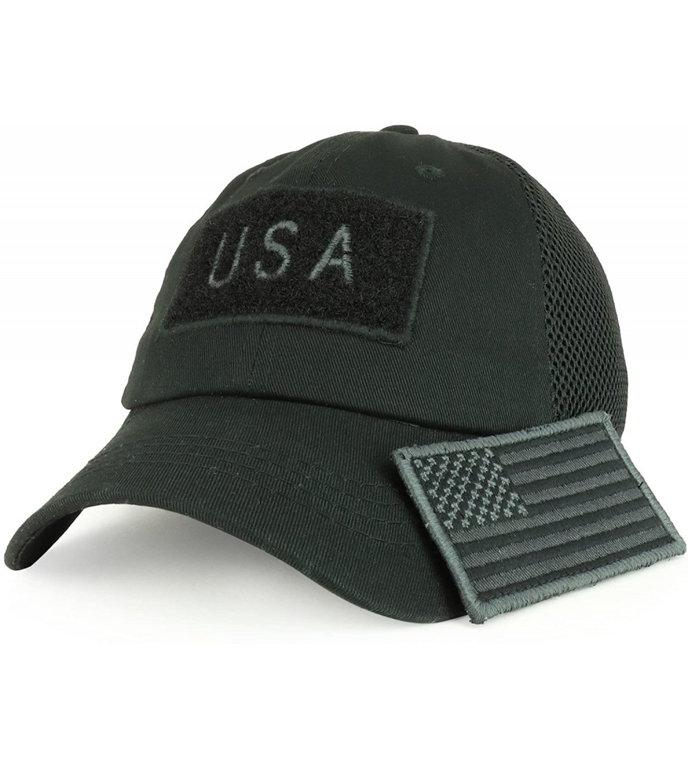 Baseball Caps USA American Flag Embroidered Removable Tactical Patch Micro Mesh Cap - Black - CW183D69TN6 $14.12