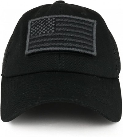 Baseball Caps USA American Flag Embroidered Removable Tactical Patch Micro Mesh Cap - Black - CW183D69TN6 $14.12
